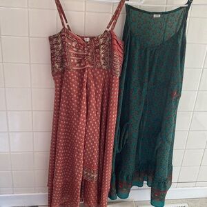2 silk/silk blend summer dresses. Loose size small. Festival dresses.